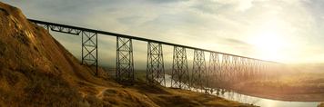 Landscape view of the High Level Bridge in Lethbridge.