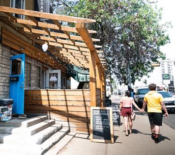 Exterior of a sandwich shop.