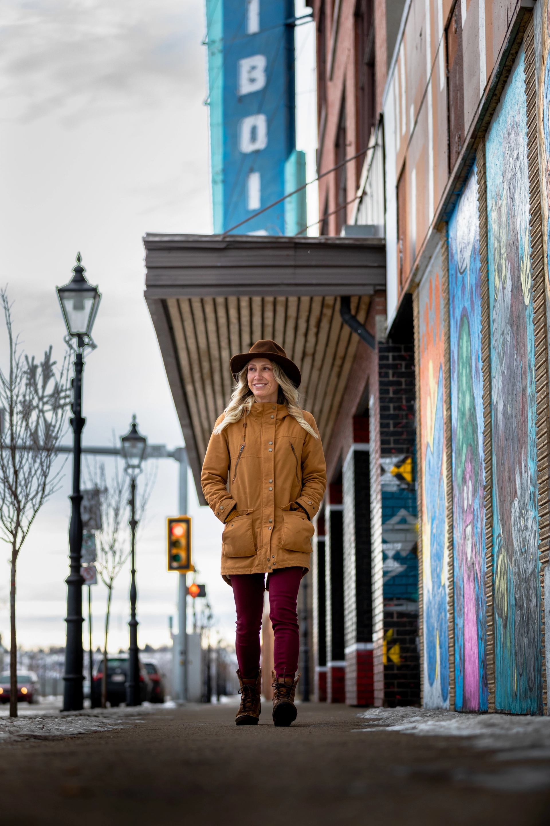 Women standing on street in downtown Medicine Hat