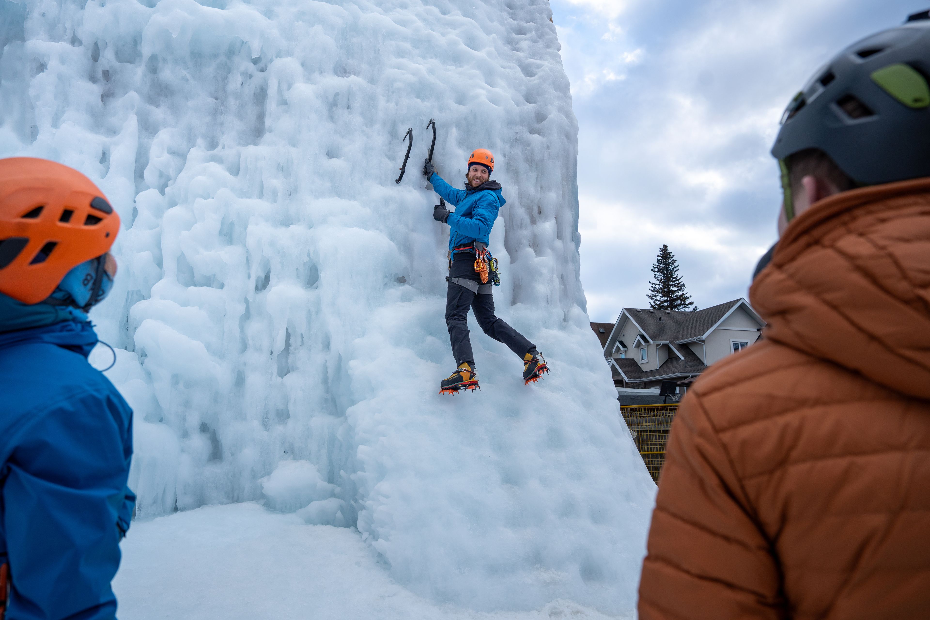 Climbing on the Rockaboo Ice wall.
