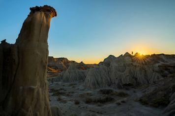 Sunset at Dinosaur Provincial Park in Alberta.