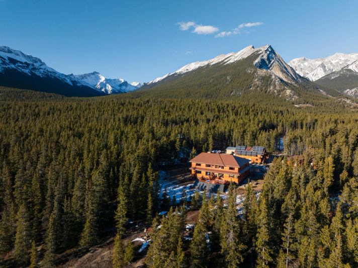 An aerial Shot of Aurum lodge