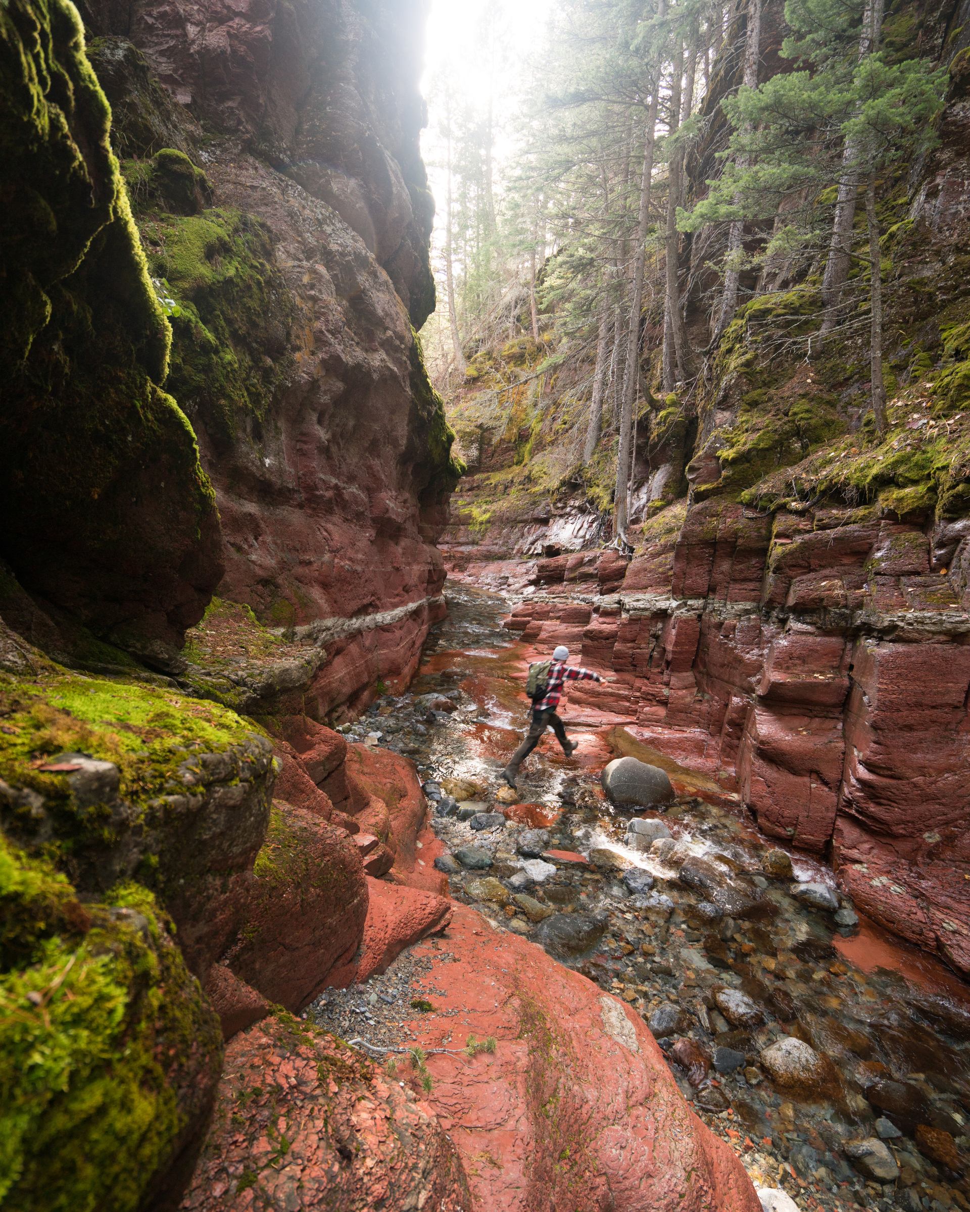 Person hiking through Red Rock Canyon