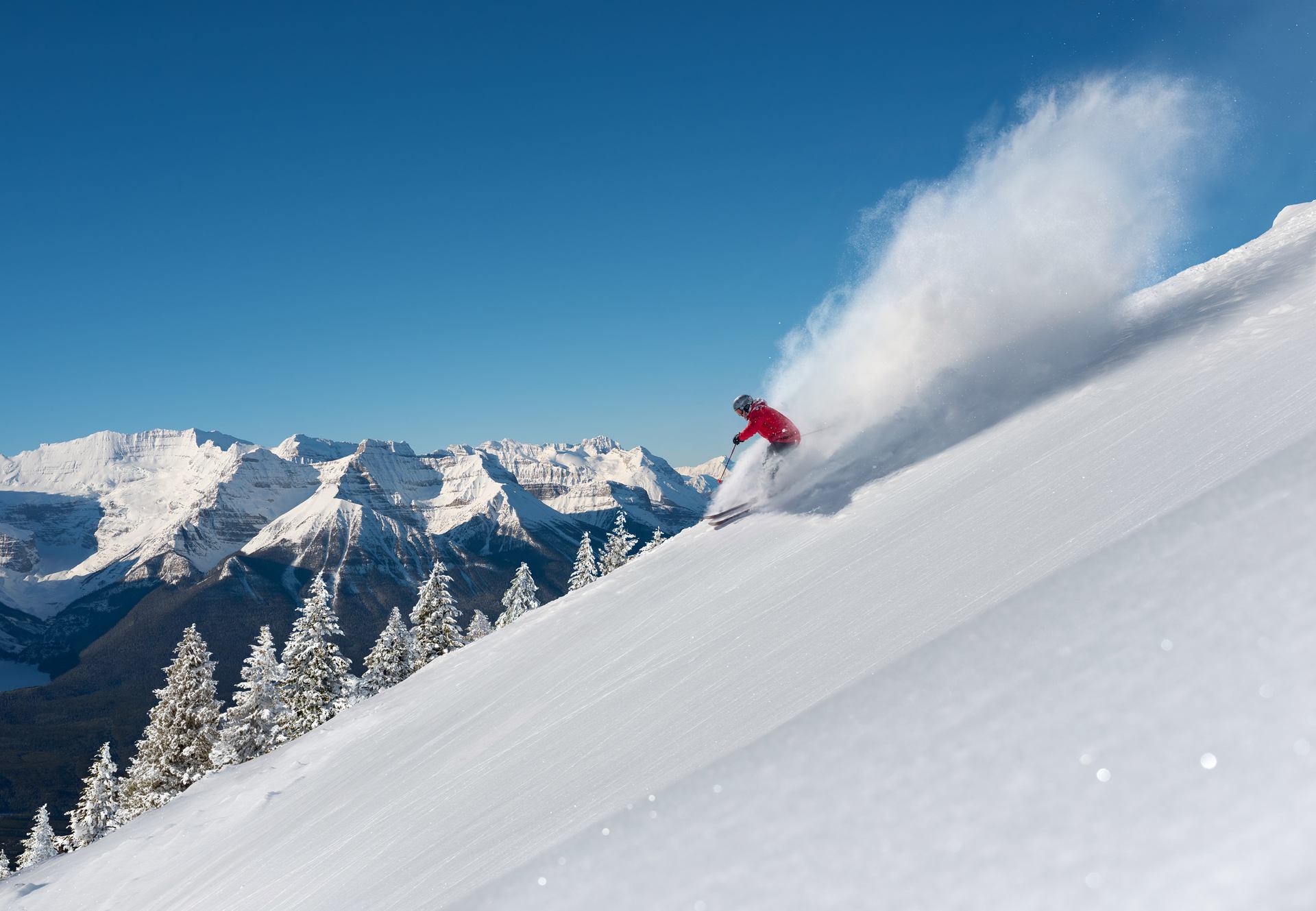 Wide-open skies and sparkling snow await at Lake Louise Ski Resort. (Banff National Park)
