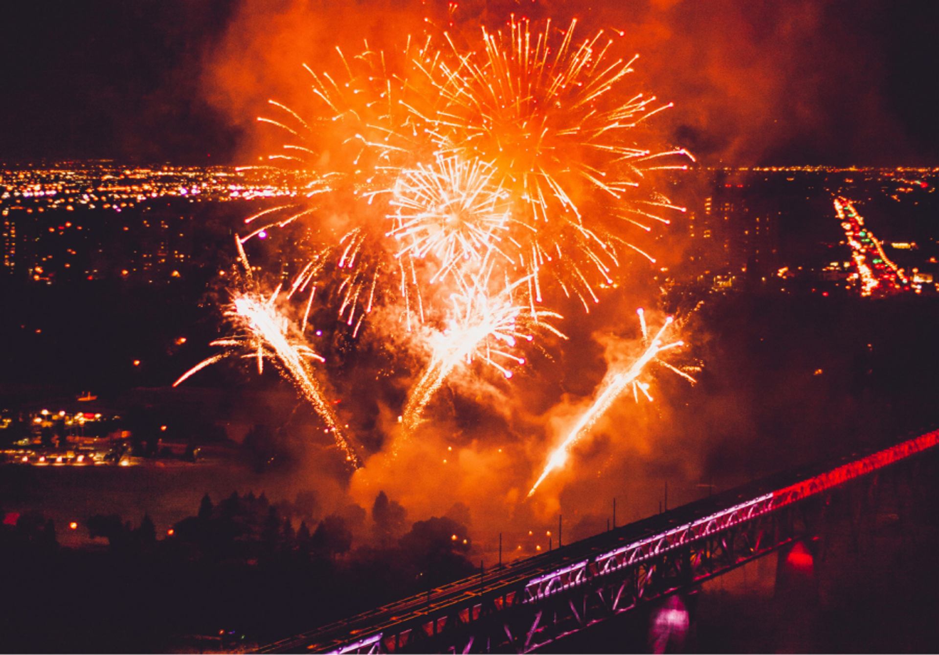 Fireworks lighting up the night sky.