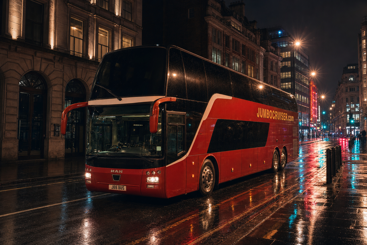 Jumbocruiser bus featured in O2 advertisement