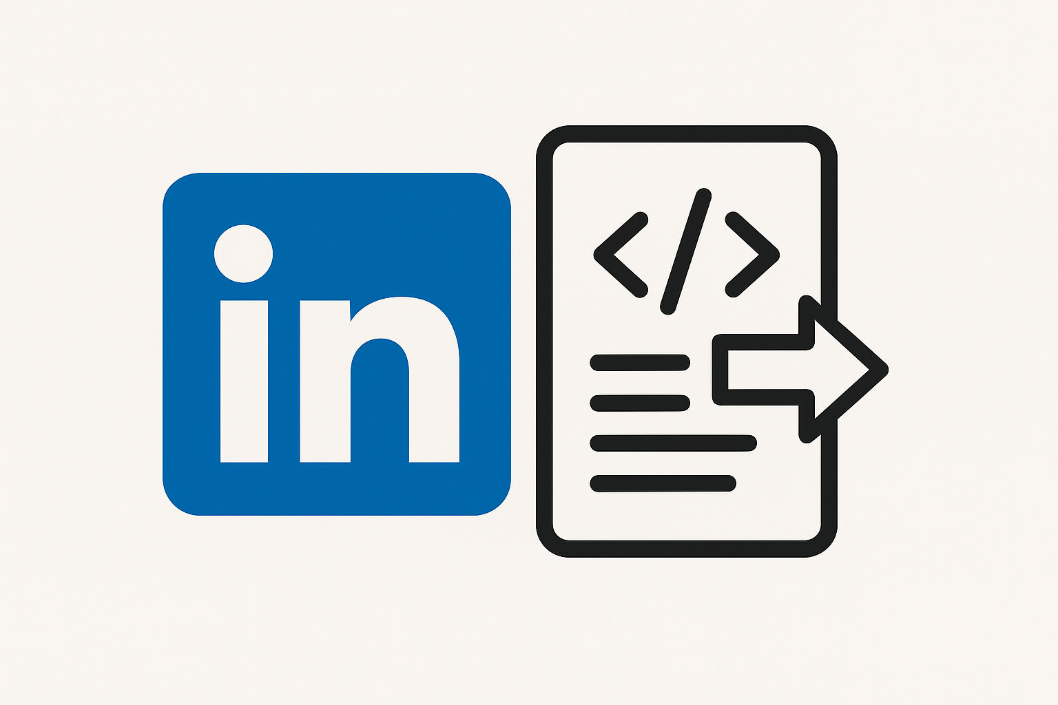image of linkedin logo with code in a document