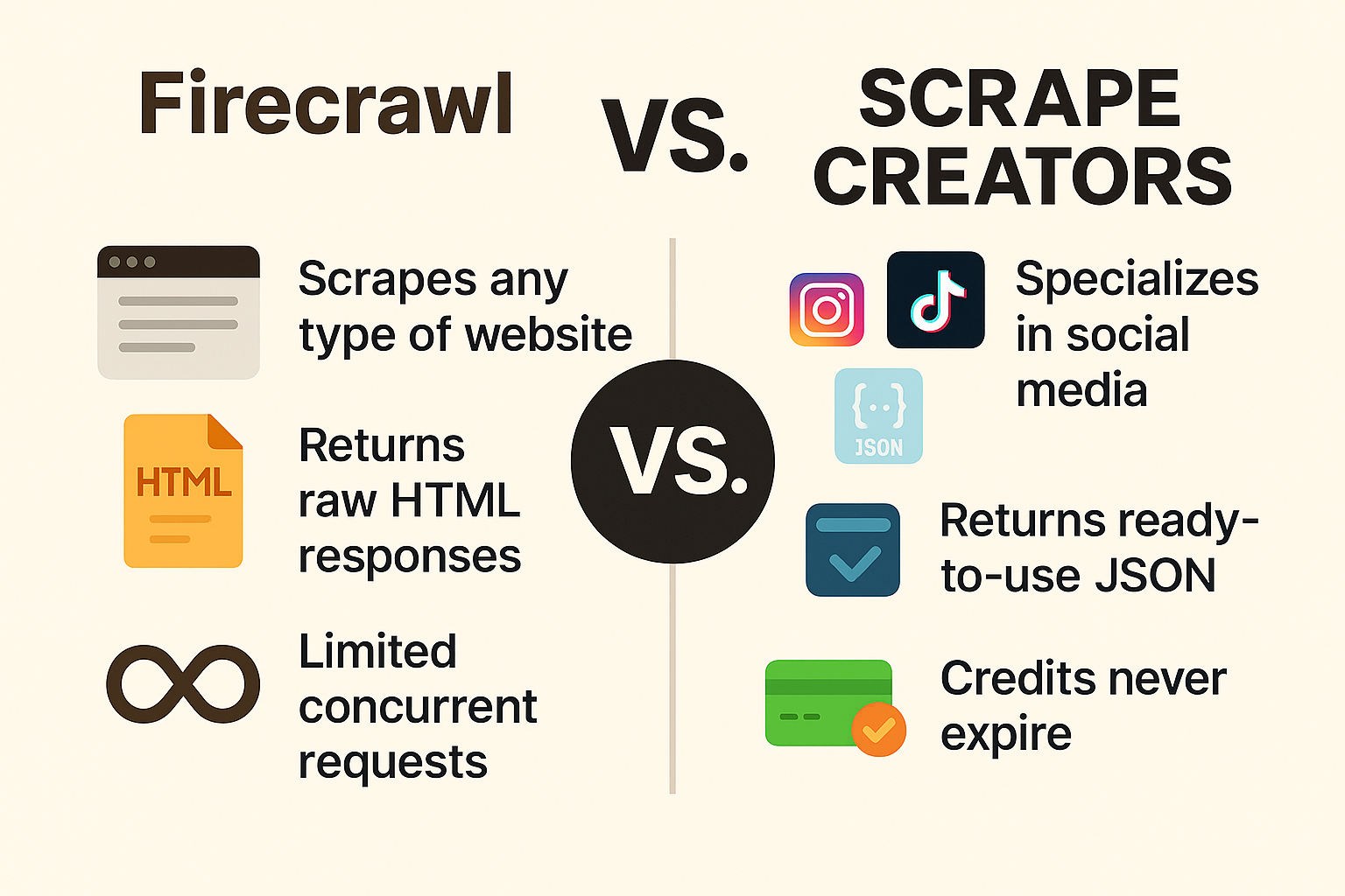 Firecrawl vs scrape creators features at a glance