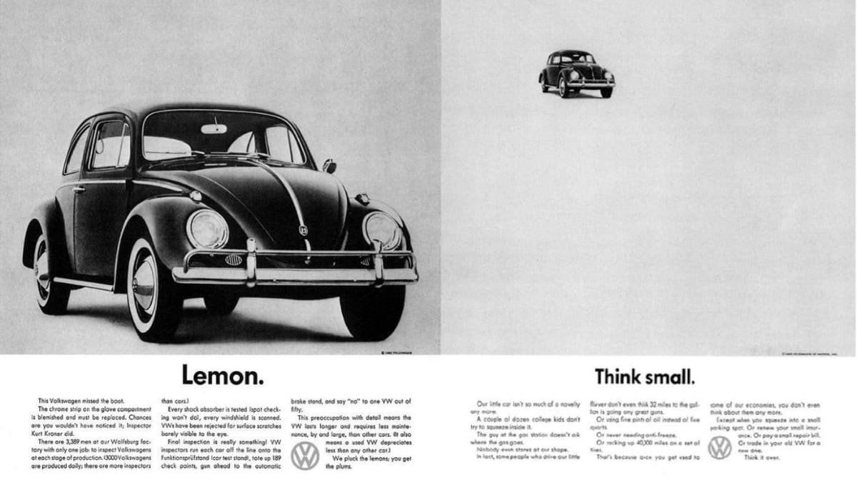 volkswagen think small v-lemon Advertising campaign