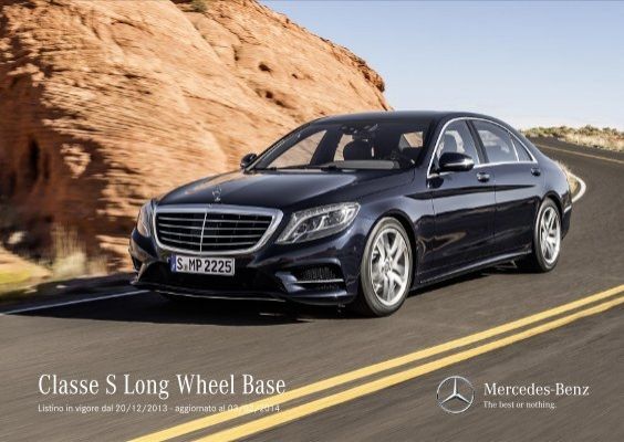 Black Mercedes-Benz S-Class Long Wheel Base driving on a desert highway, with the rocky landscape in the background, under the tagline 'The best or nothing.' emphasizing the brand's focus on excellence and luxury.