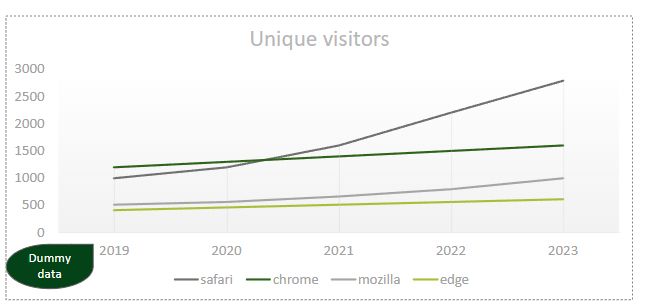 Dummy data of unique visitors per year