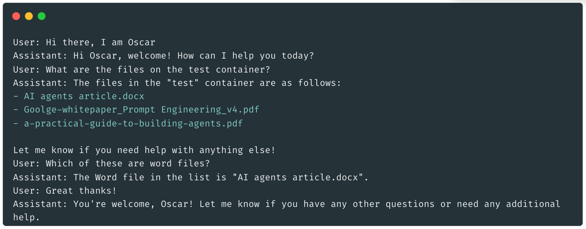 example of the AI agent