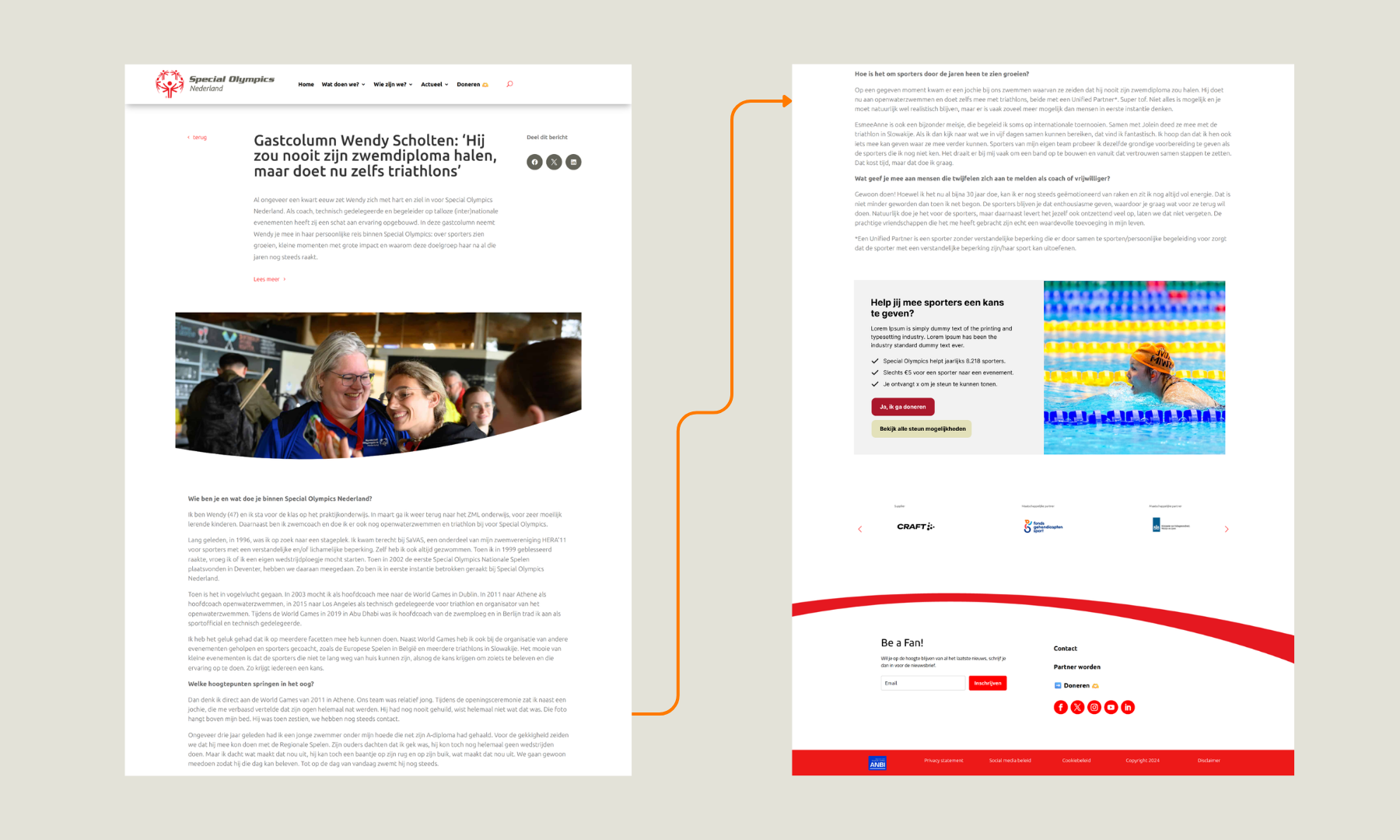 Wireframe of page
