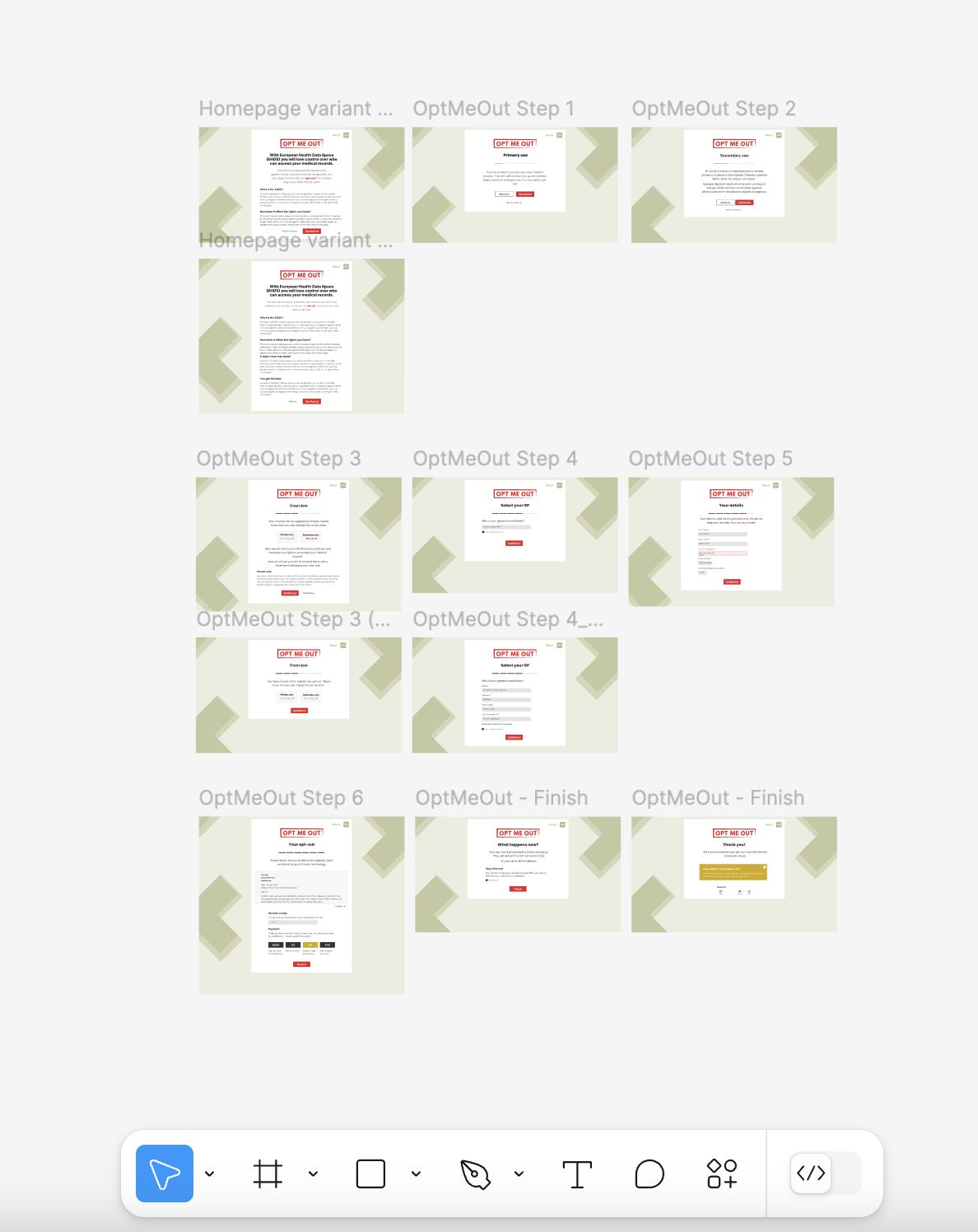 Visuele concepten van stappen in de flow van opt me out