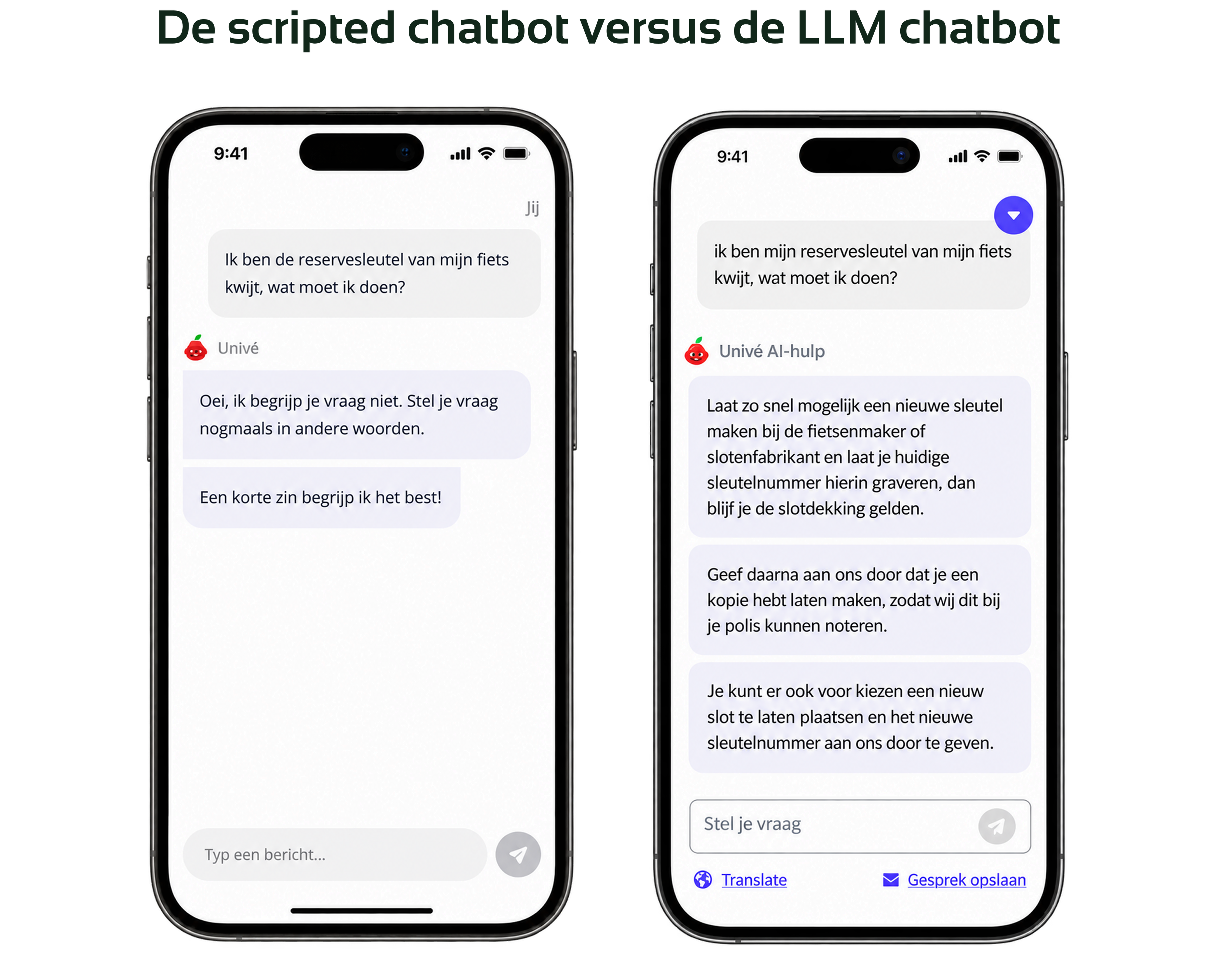 mockups van de scripted chatbot en de LLM chatbot