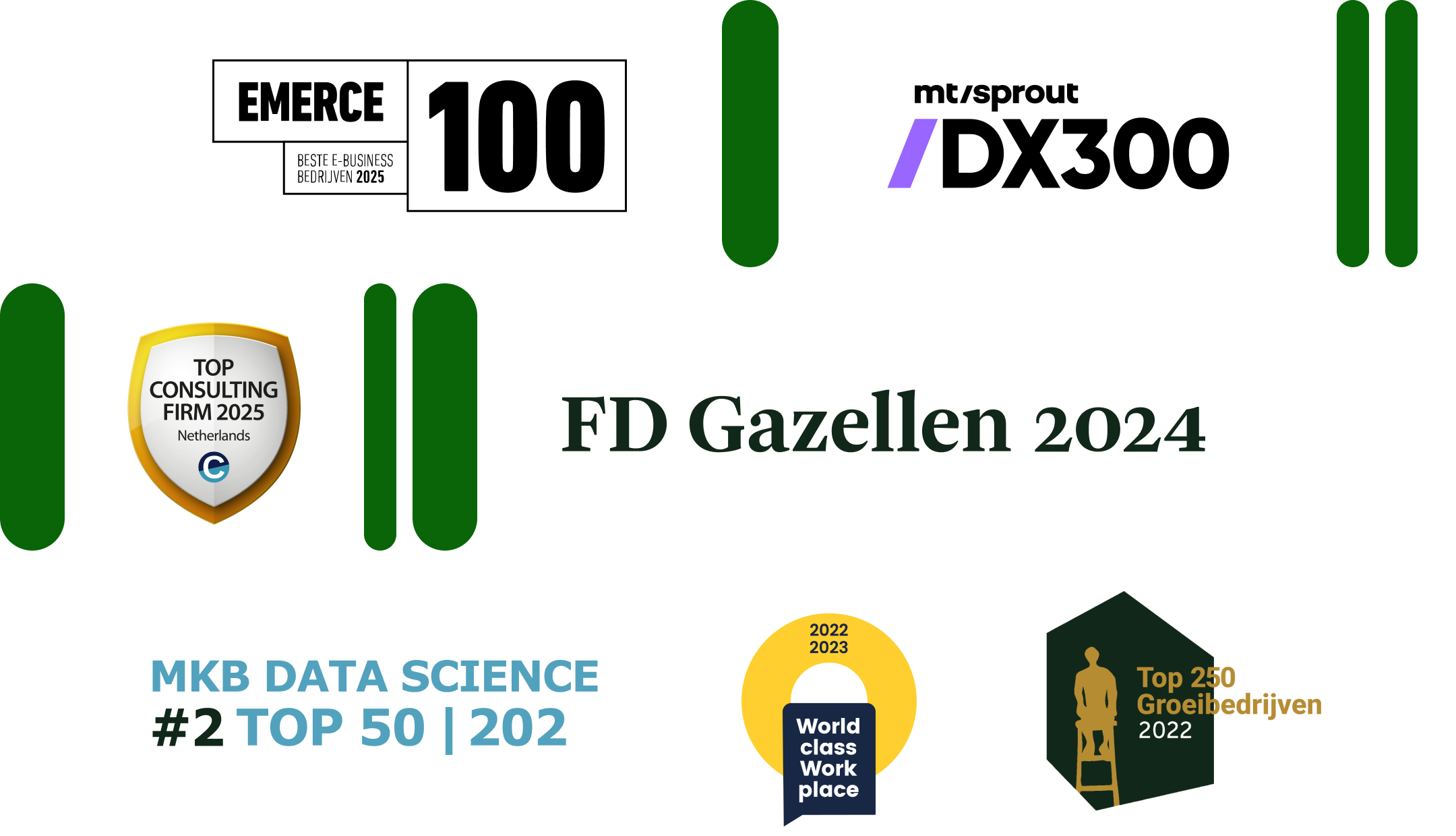 logo's van awards die we wonnen als dataconsultancybureau