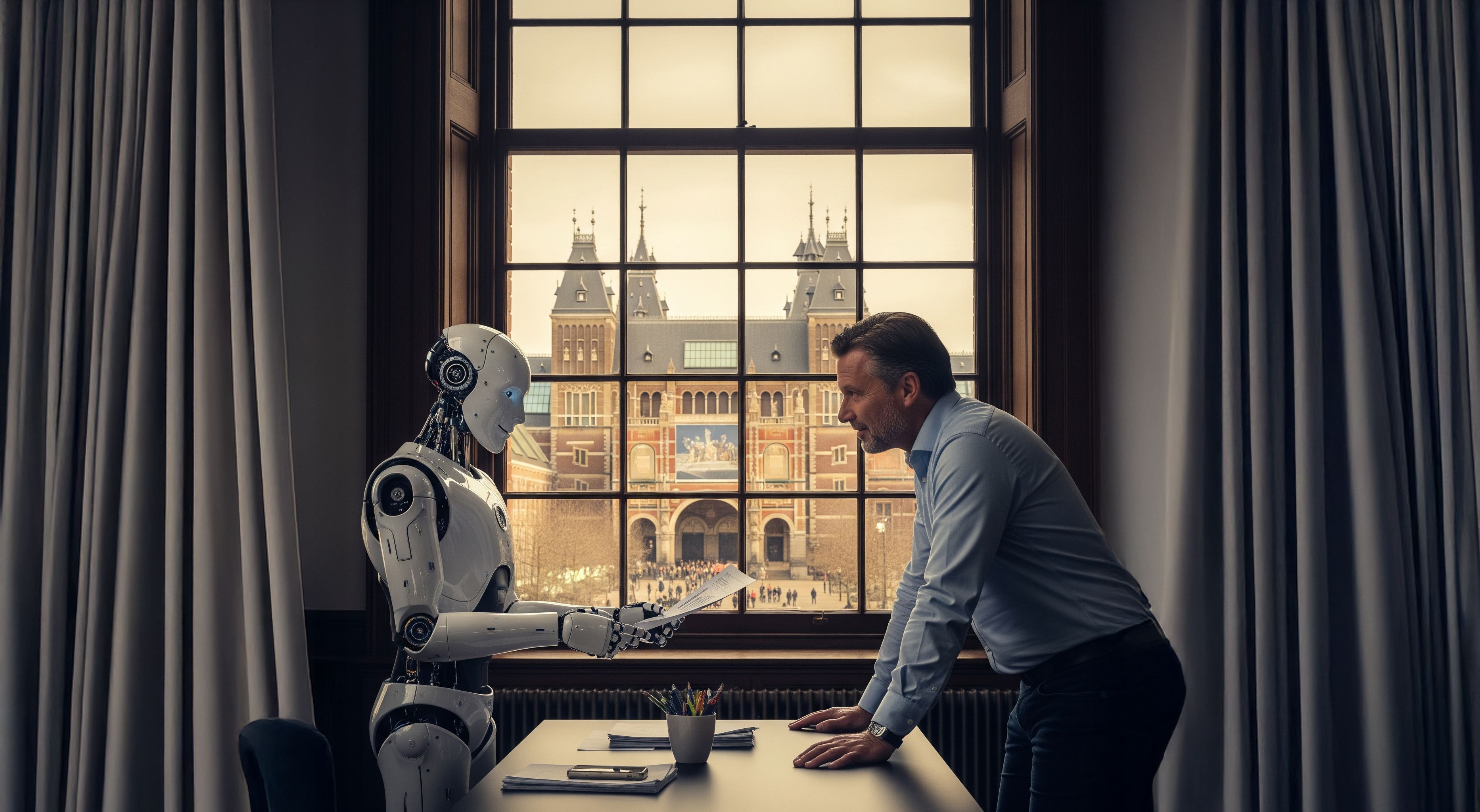 AI robot in gesprek met een mens