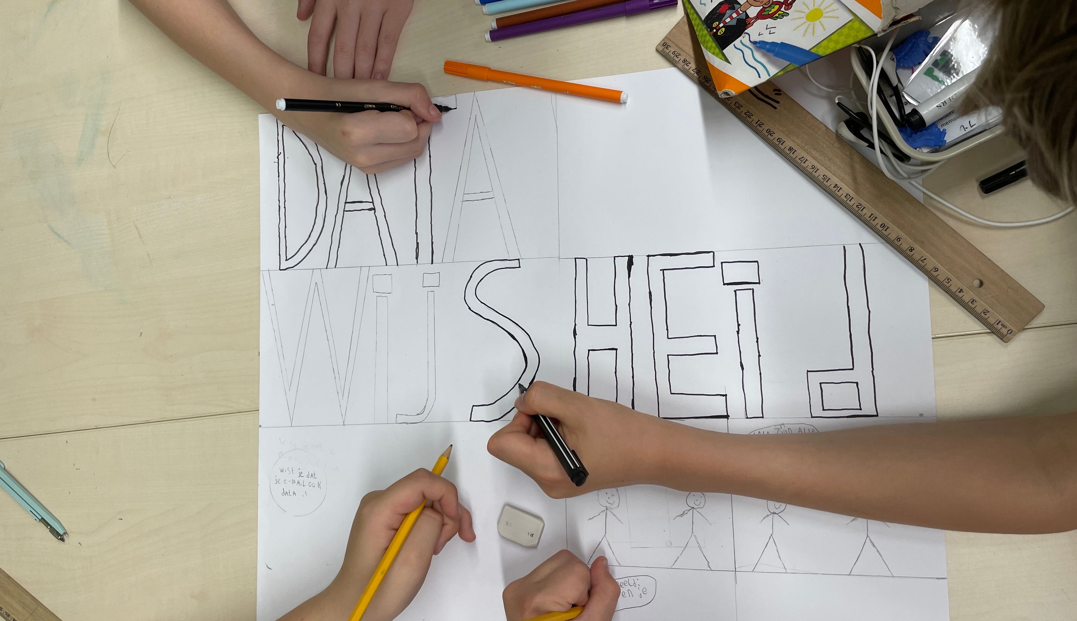 kids drawing a data wisdom poster