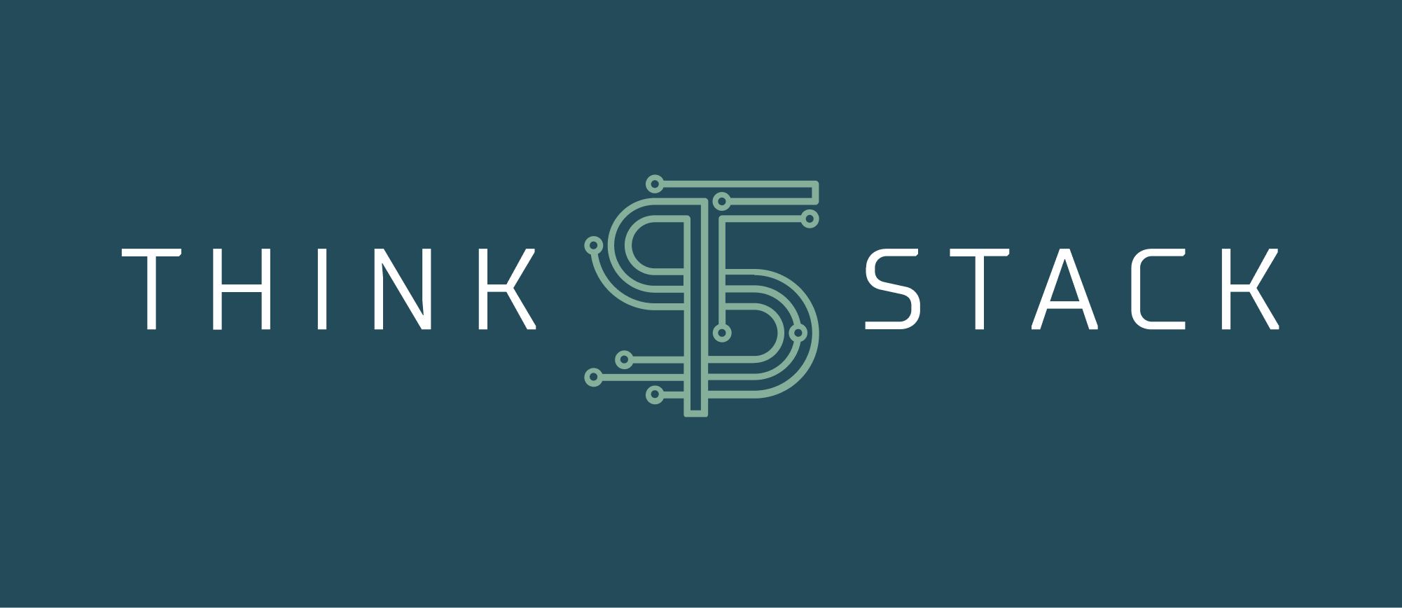 Think|Stack logo over blue background