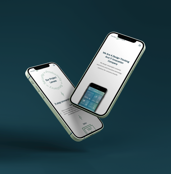iPhone mockup of Think|Stack website