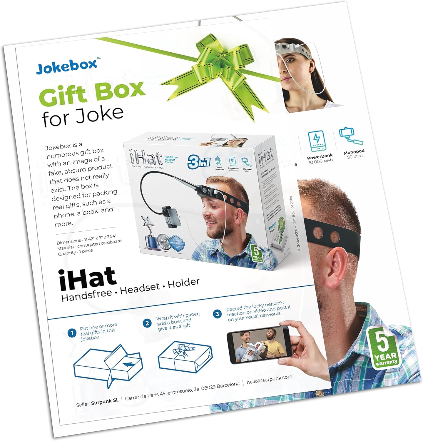 Jokebox iHat Prank Gift Box – Hilarious Fake Empty Gift Box for Real Presents, Funny Gag Gift for Men and Women, Teens and Friends, Perfect Joke Present for Birthdays and Pranks. - 8