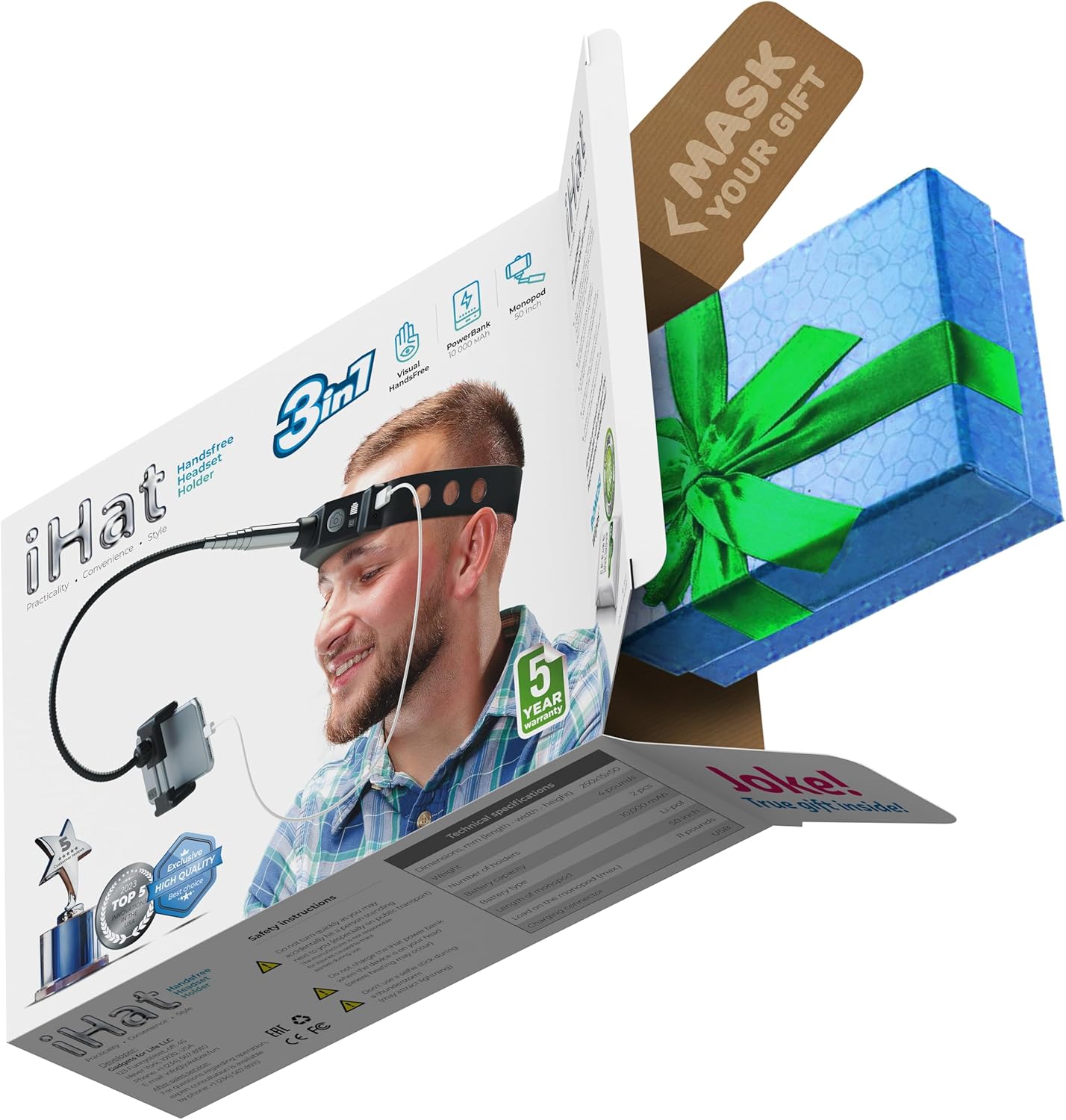 Jokebox iHat Prank Gift Box – Hilarious Fake Empty Gift Box for Real Presents, Funny Gag Gift for Men and Women, Teens and Friends, Perfect Joke Present for Birthdays and Pranks. - 2