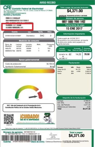 recibo de electricidad