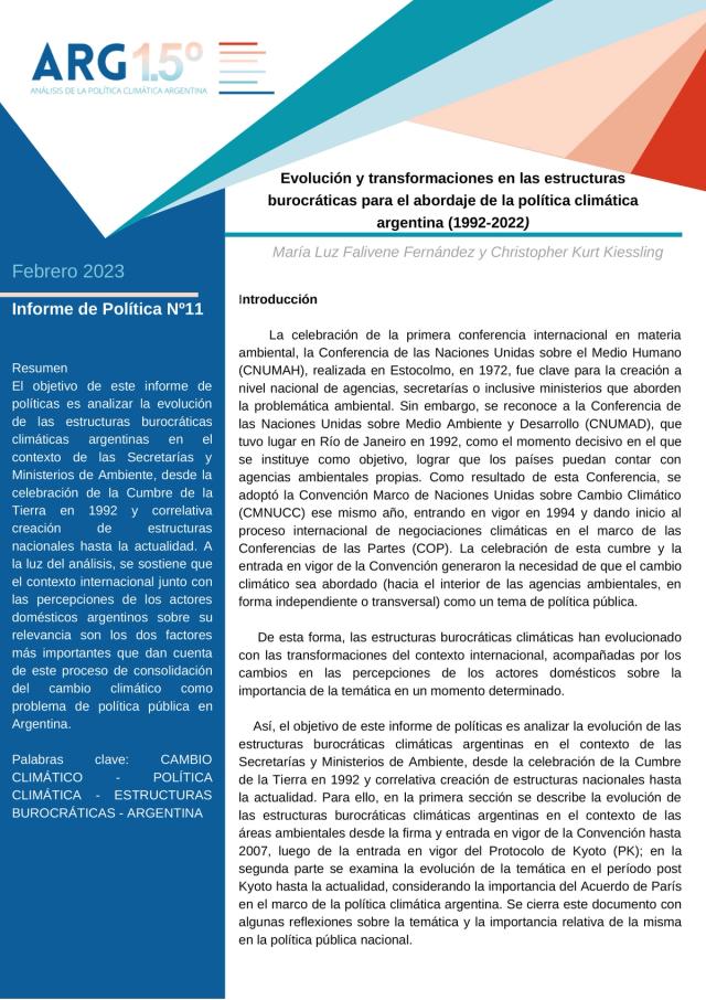 Evolución y transformaciones en estructuras burocráticas climáticas (1992-2022)