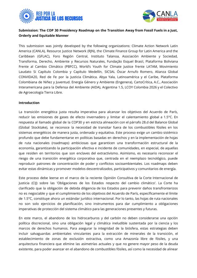 Presentación: La hoja de ruta de la Presidencia de la COP 30 sobre la transición hacia el abandono de los combustibles fósiles de manera justa, ordenada y equitativa.