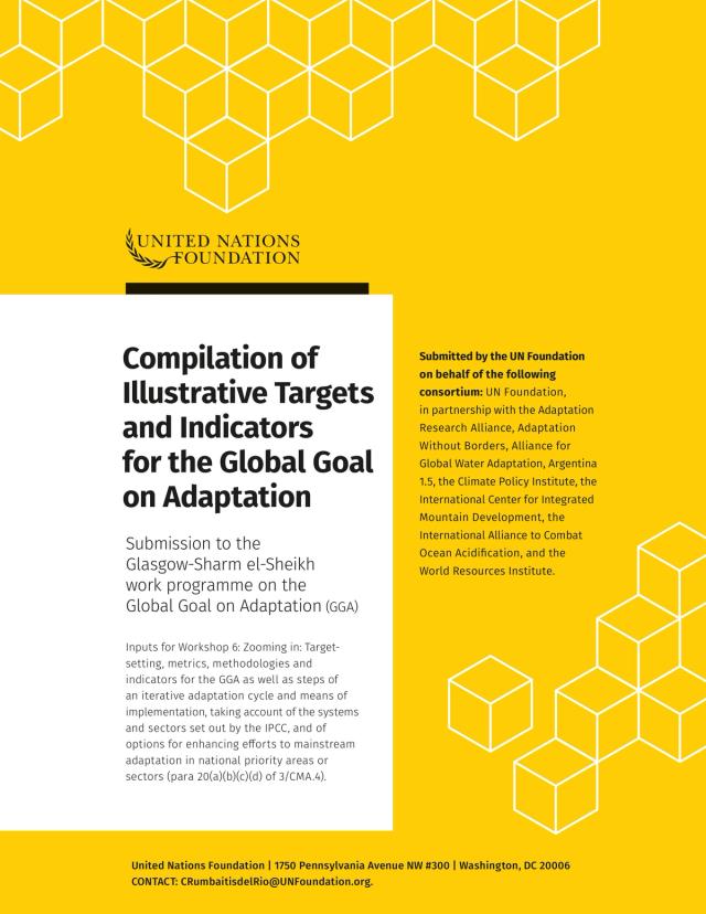 Compilation of Illustrative Targetsand Indicators for the Global Goal on Adaptation