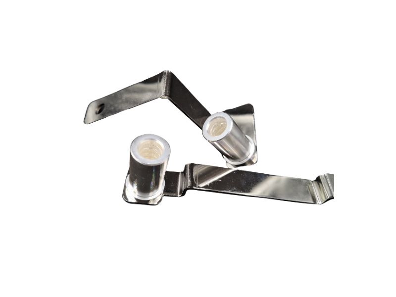Silver-plated spring-loaded socket contacts mounted on stamped metal terminal arms