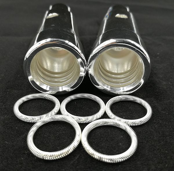 Silver-plated multi-groove female connector sockets shown with five matching canted coil spring rings