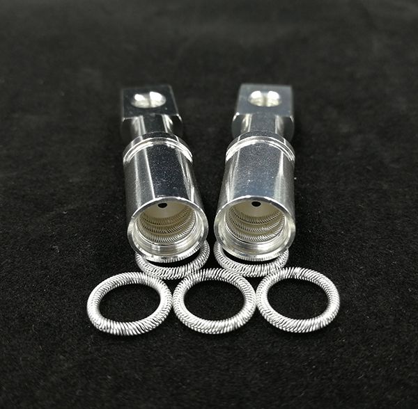Silver-plated female connector sockets with internal canted coil spring contacts and loose spring rings