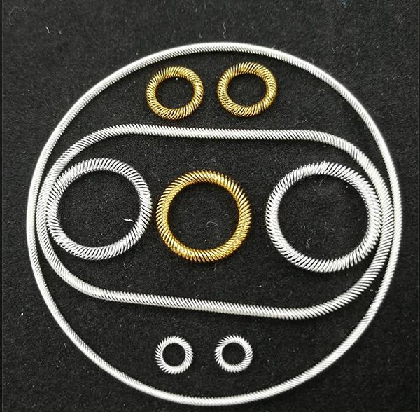 Gold-plated and silver-plated canted coil spring rings and loops in various sizes