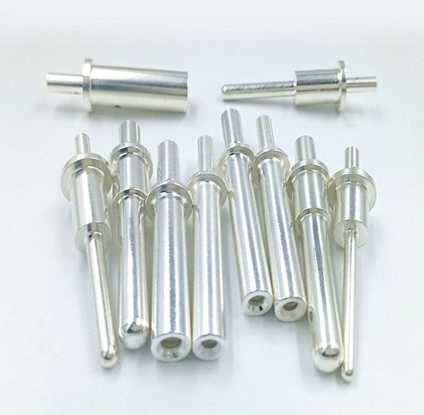 Precision-machined silver-plated male connector pins and female contact socket terminals