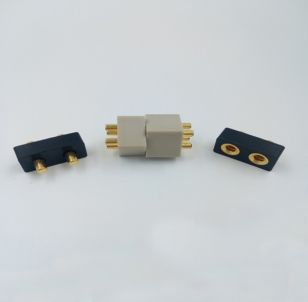 Custom electrical connector modules with gold-plated contact pins and sockets in plastic housings