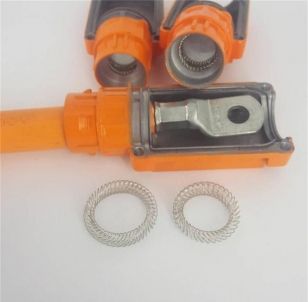 High-voltage EV connector assembly with silver canted coil spring rings and cable terminal