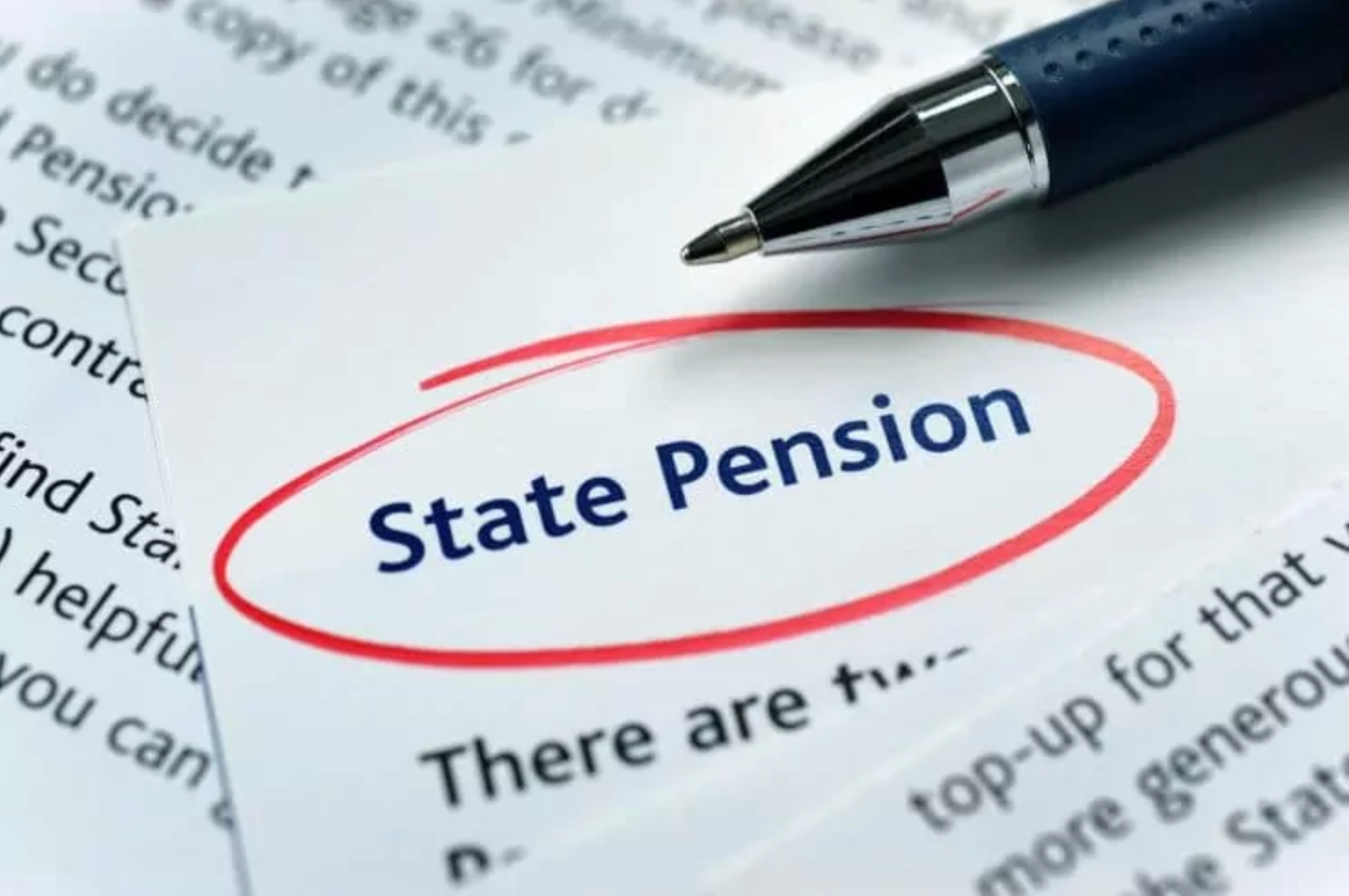 State pension circled on a page
