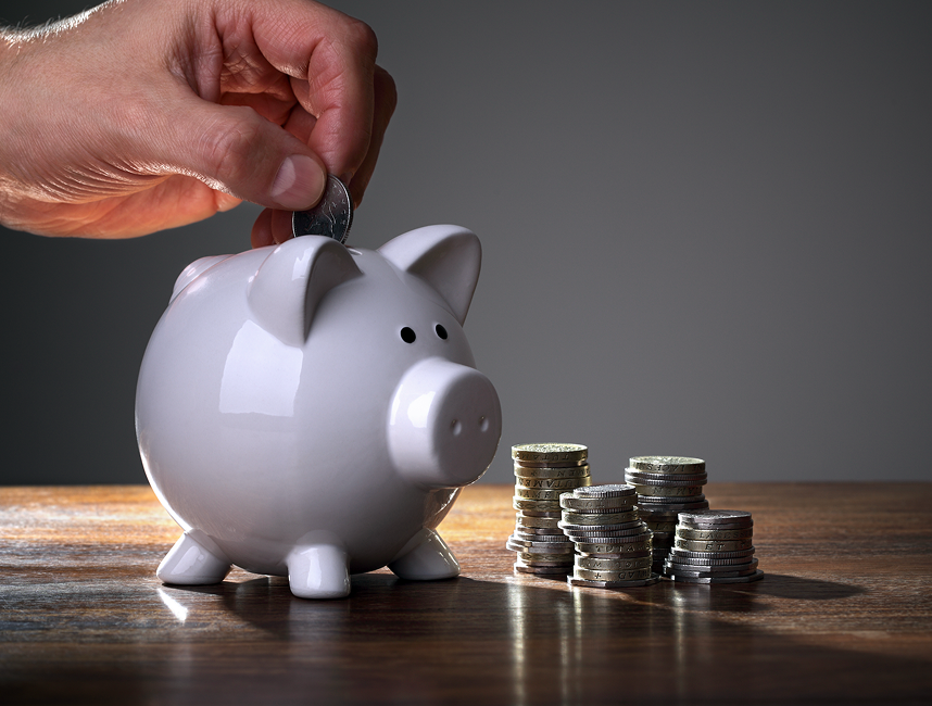money going into a piggy bank