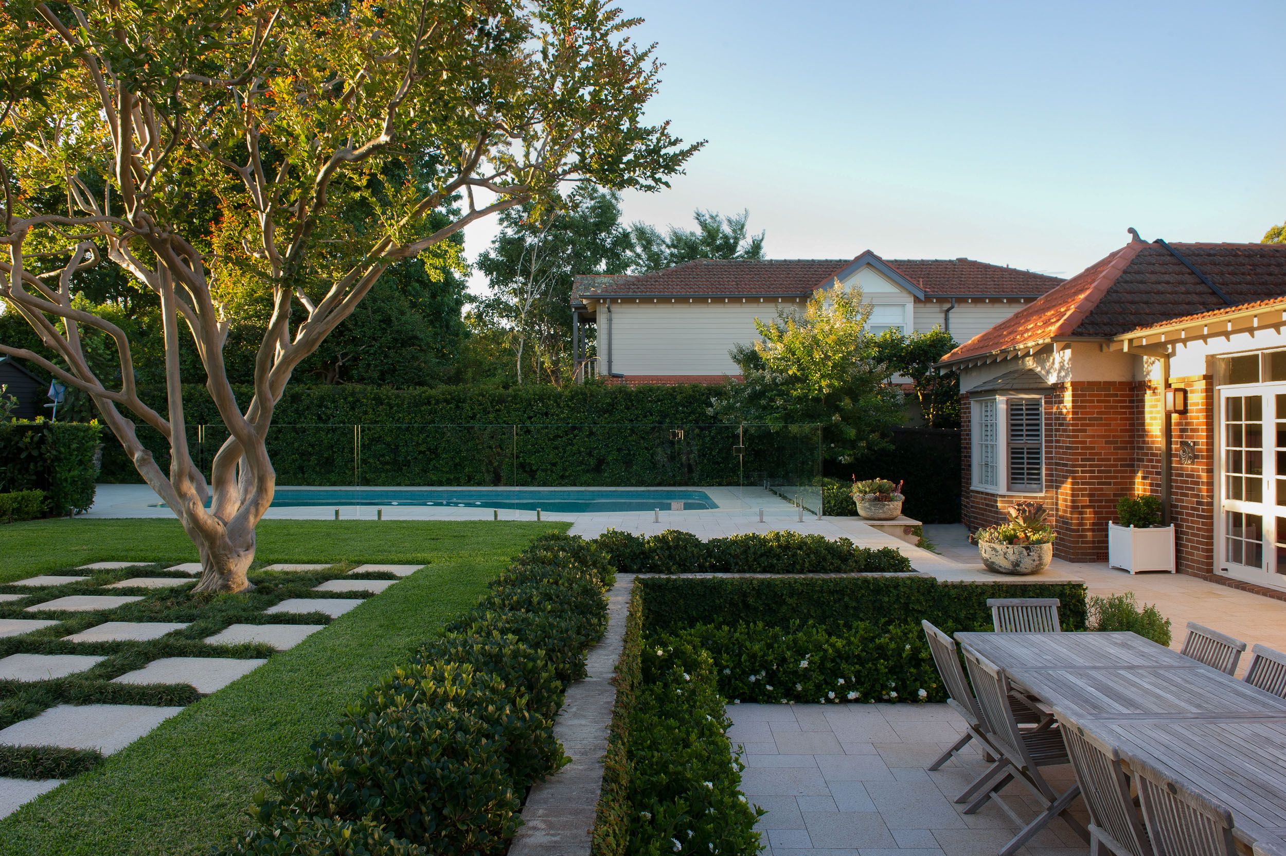 pool and garden and entertaining