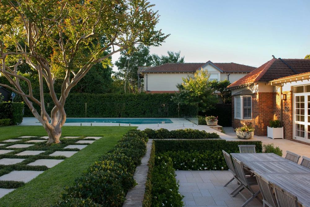 pool and garden and entertaining