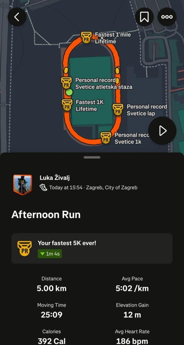 Strava, najbrži 5K
