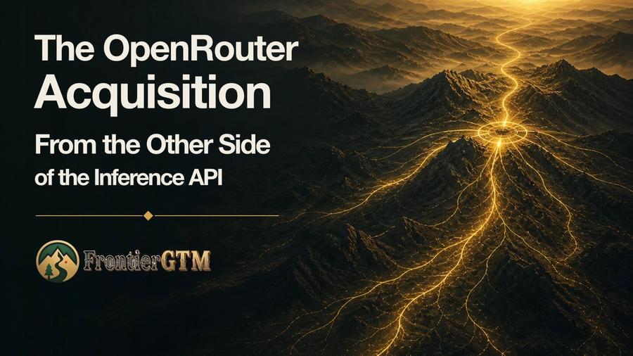 Golden inference routes converging at a market hub across a dark mountain frontier