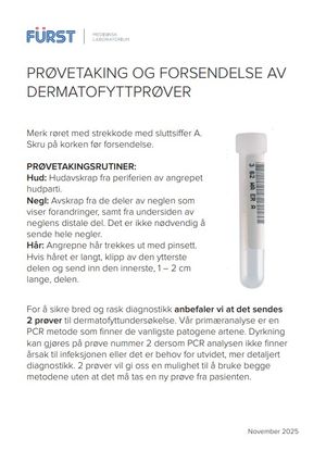 Prøvetaking og forsendelse av dermatofytter