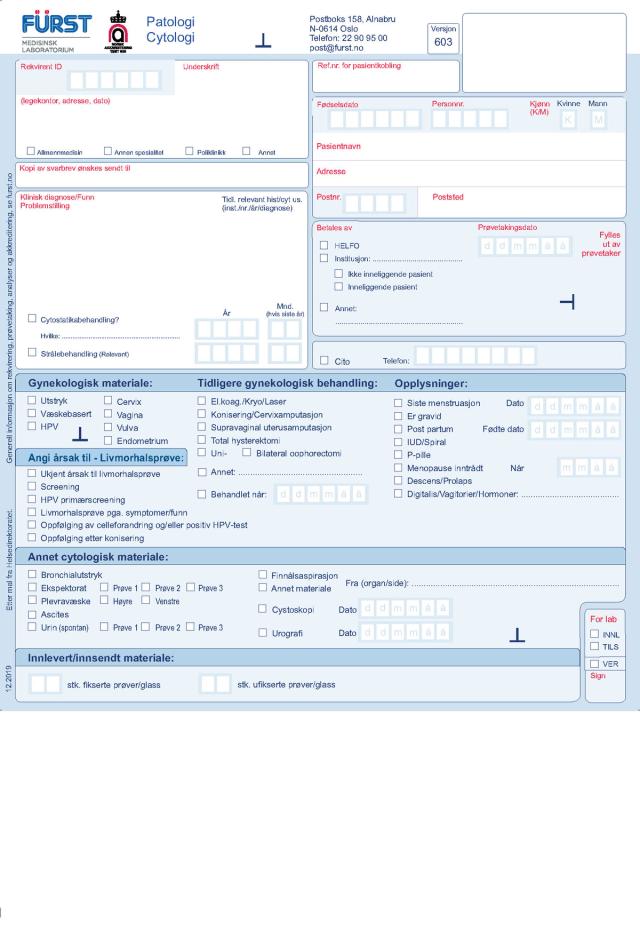 Cytologi rekvisisjon for Fürst