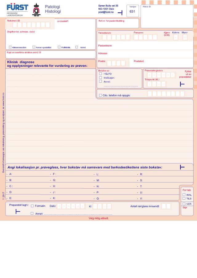 Histologi rekvisisjon Fürst