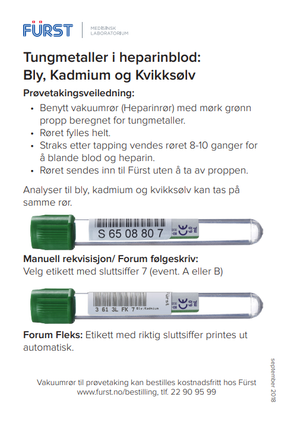 Beskrivelse av hvordan man tar prøver til tungmetall-analysering