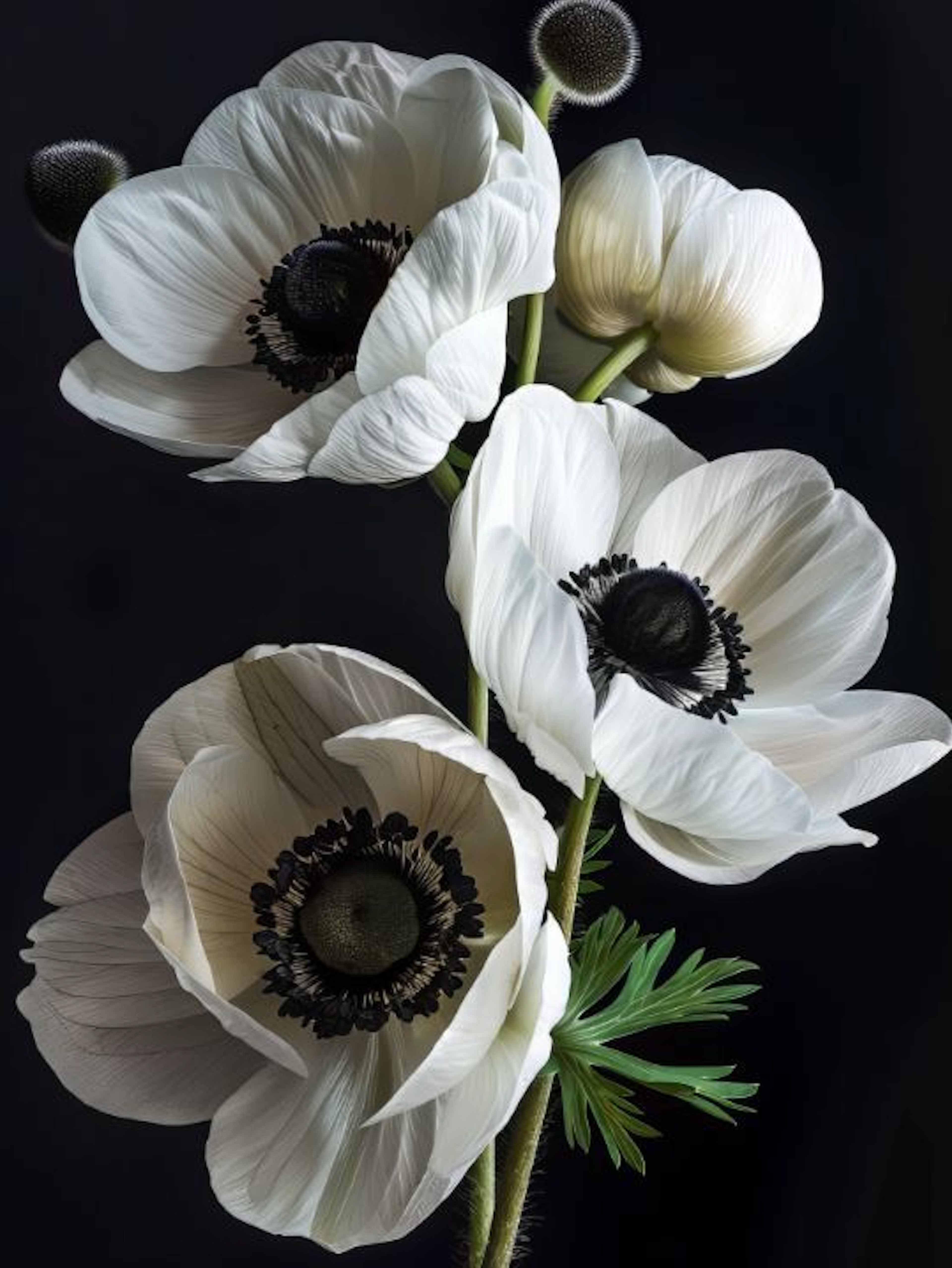 An arrangement of White Anemone flowers