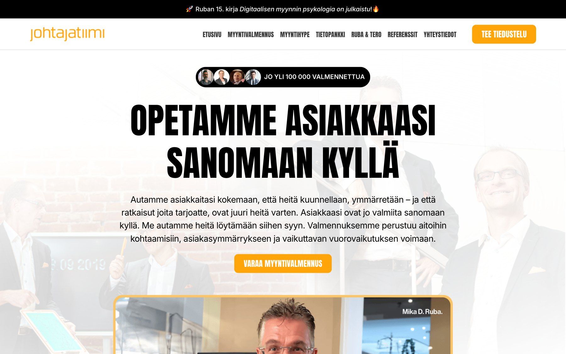 Johtajatiimi website, section 1