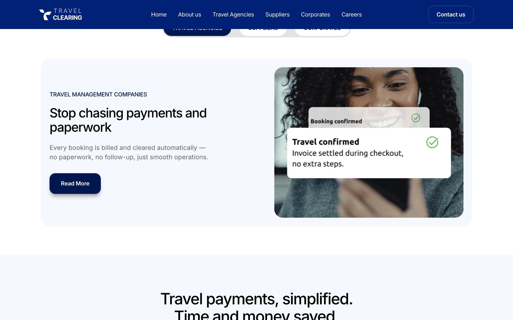 Travel Clearing website, section 2